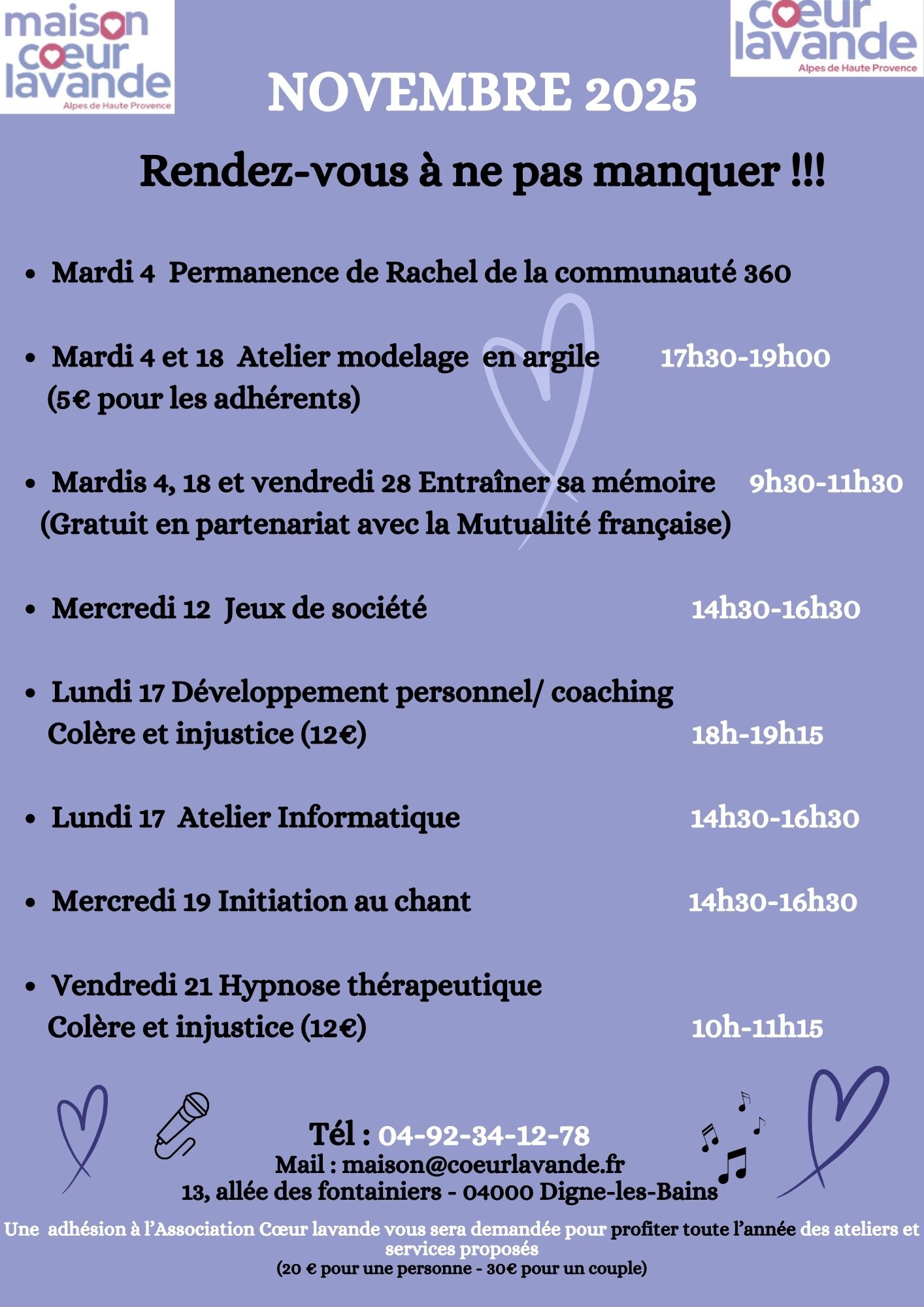 Activités novembre 2025